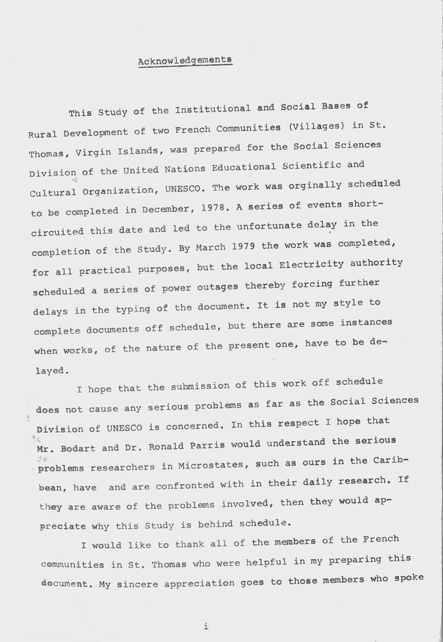 Institutional and social bases of rural development : two French 'villages' in St. Thomas, Virgin Islands UVI Faculty - 0003