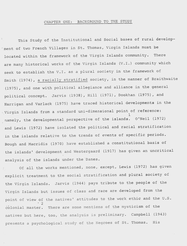 Institutional and social bases of rural development : two French 'villages' in St. Thomas, Virgin Islands UVI Faculty - 0011