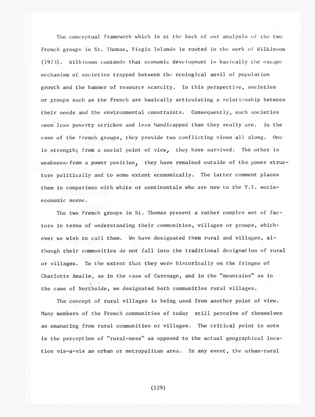 Institutional and social bases of rural development : two French 'villages' in St. Thomas, Virgin Islands UVI Faculty - 0139