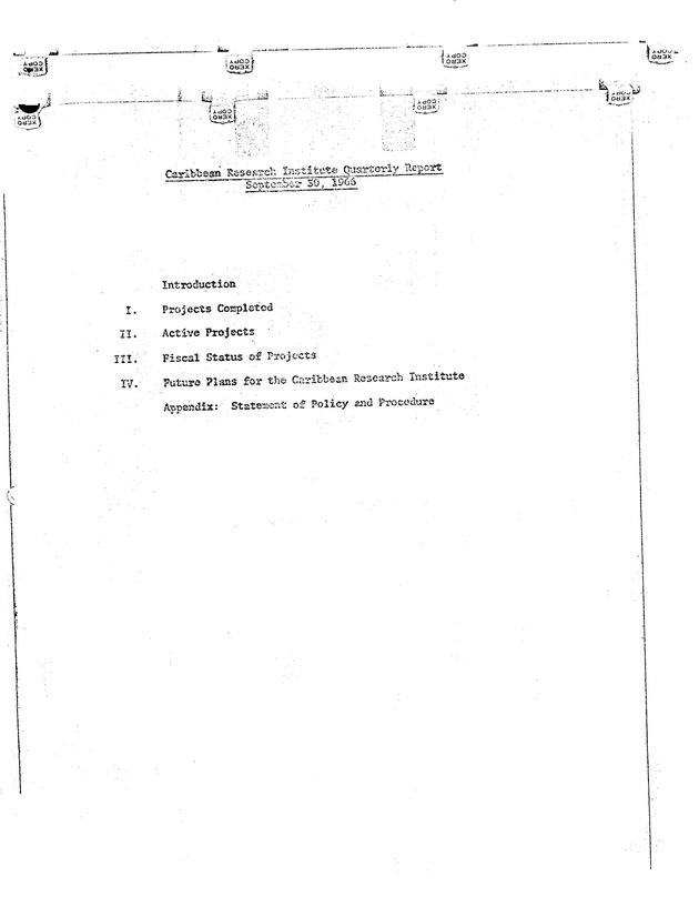 Quarterly Report - Caribbean Research Institute 1966 - 0002