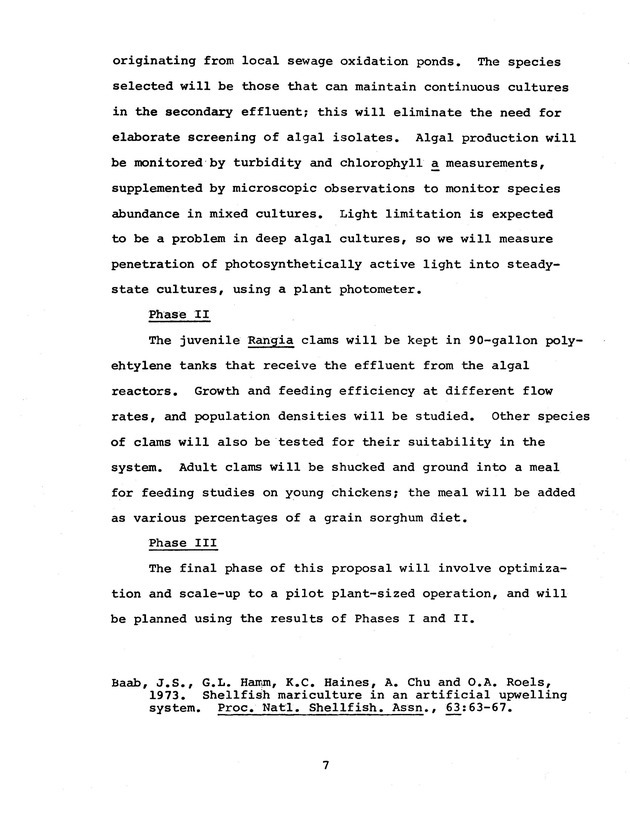 Clam aquaculture in wastewater: Phase II Rearing of clams in algae grown in wastewater - 0040