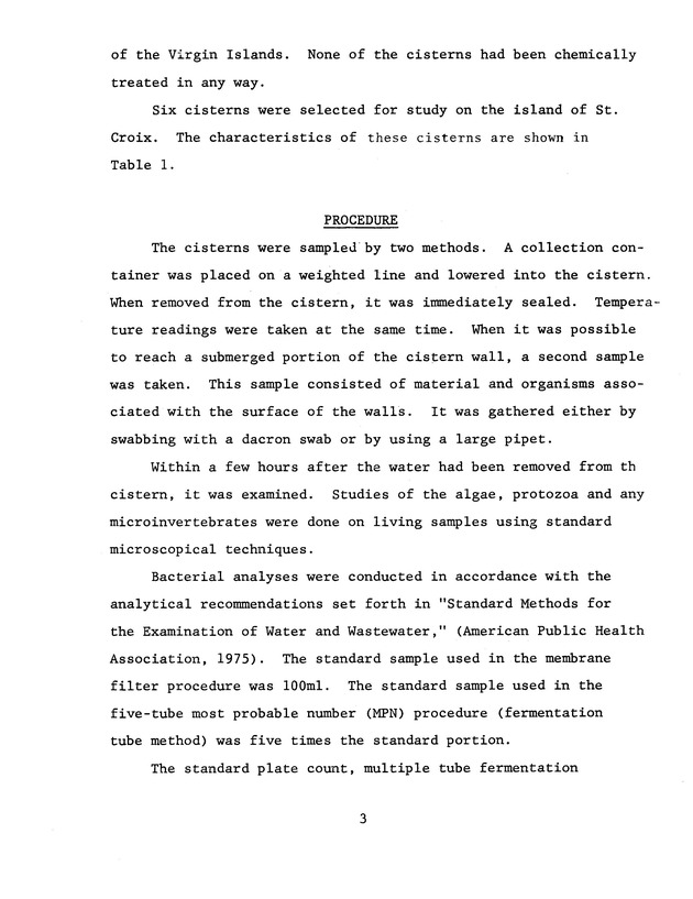 Microbial analysis of domestic cistern water in the U.S. Virgin Islands - 0009