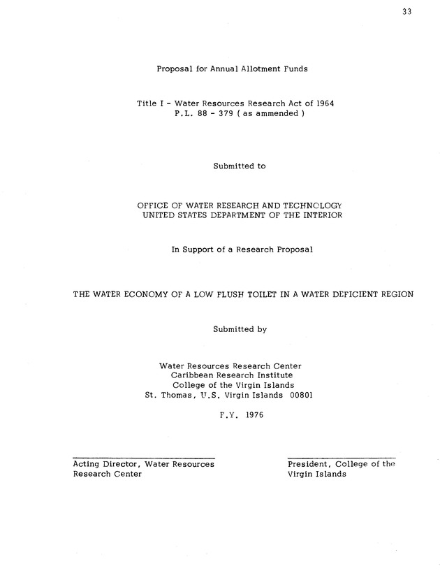 Proposed Fiscal Year 1976 Annual Allotment Program - 0037