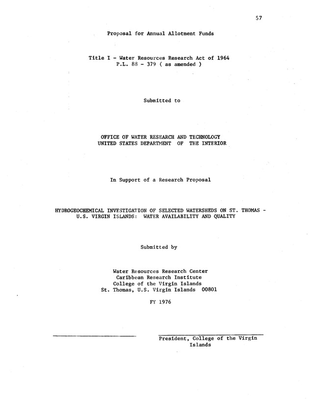 Proposed Fiscal Year 1976 Annual Allotment Program - 0061