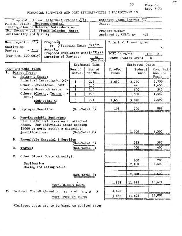 Proposed Fiscal Year 1976 Annual Allotment Program - 0064