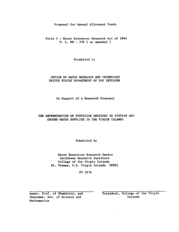 Proposed Fiscal Year 1976 Annual Allotment Program - 0083