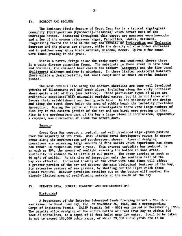 Effects of dredging at Great Cruz Bay, St. John 1970 - 0005