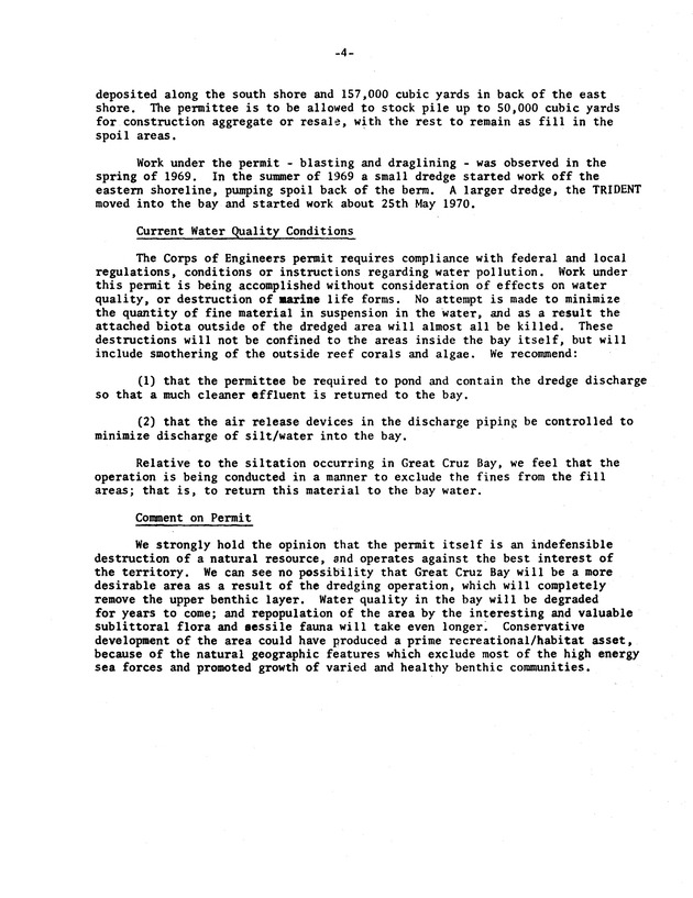 Effects of dredging at Great Cruz Bay, St. John 1970 - 0006