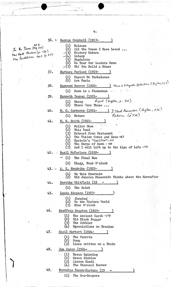 Anthology of the poetry of the West Indies - Table of Contents 4