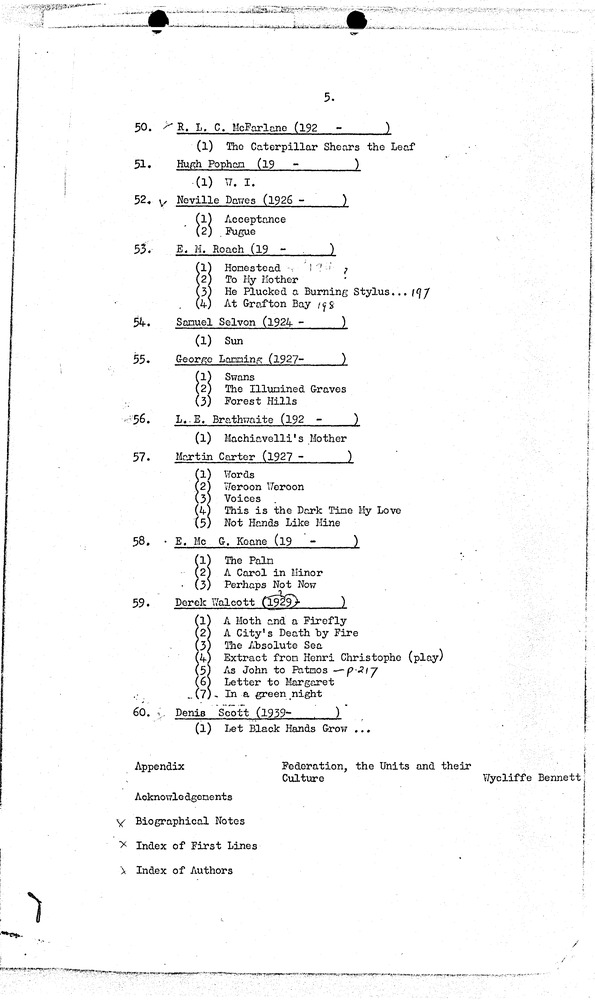 Anthology of the poetry of the West Indies - Table of Contents 5