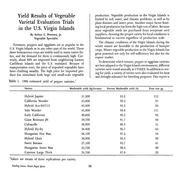 Virgin Islands perspective : V.I.P. : agricultural research notes. Vol. 2. Num. 1. - Page 16