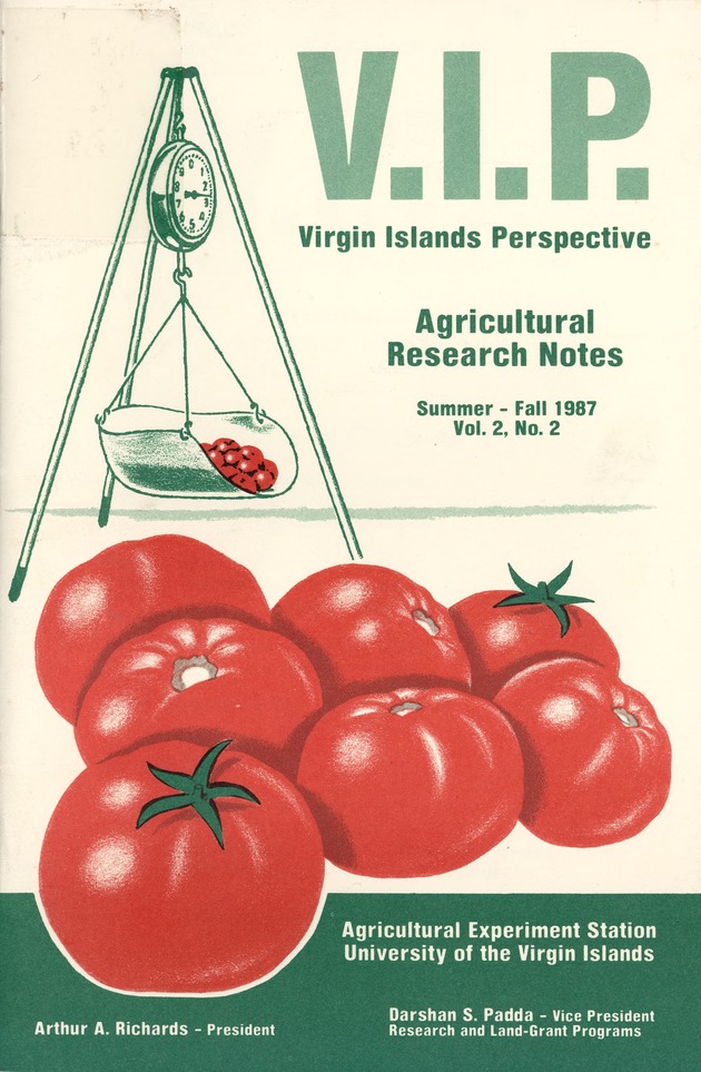 Virgin Islands perspective : V.I.P. : agricultural research notes. Vol. 2. No. 2. - Front Cover 1