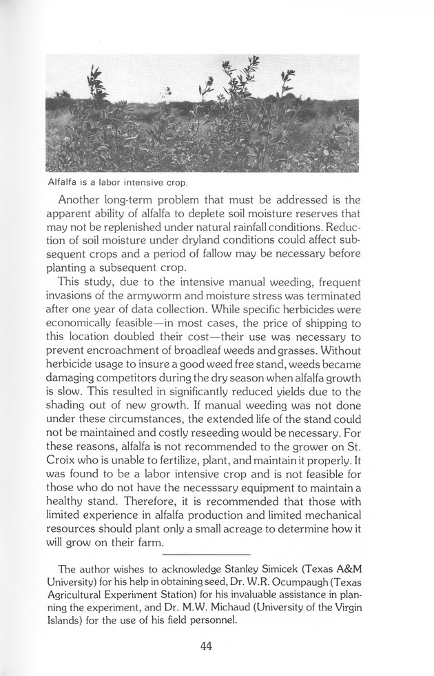 Virgin Islands perspective : V.I.P. : agricultural research notes. Vol. 2. No. 2. - Page 44