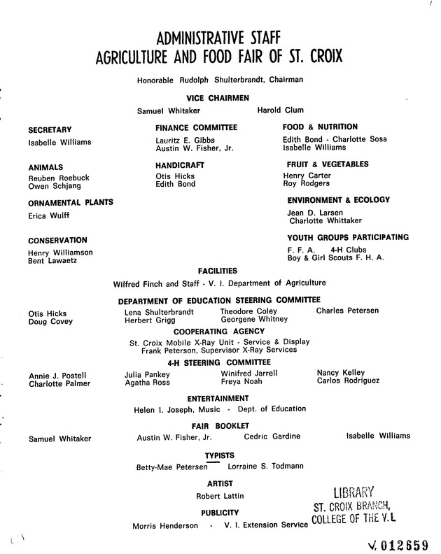 Agriculture and food fair of St. Croix, Virgin Islands 1971 - Page 2