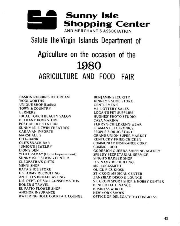 10th Annual Agriculture and food fair of the Virgin Islands 1980. - Page 44