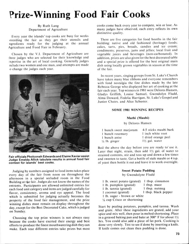 12th Annual Agriculture and food fair of the Virgin Islands 1982. - Page 74