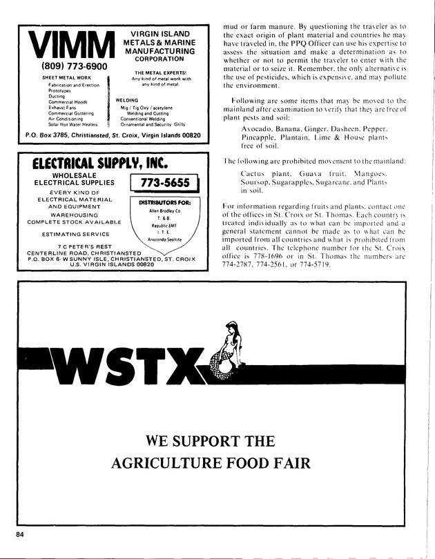 12th Annual Agriculture and food fair of the Virgin Islands 1982. - Page 85