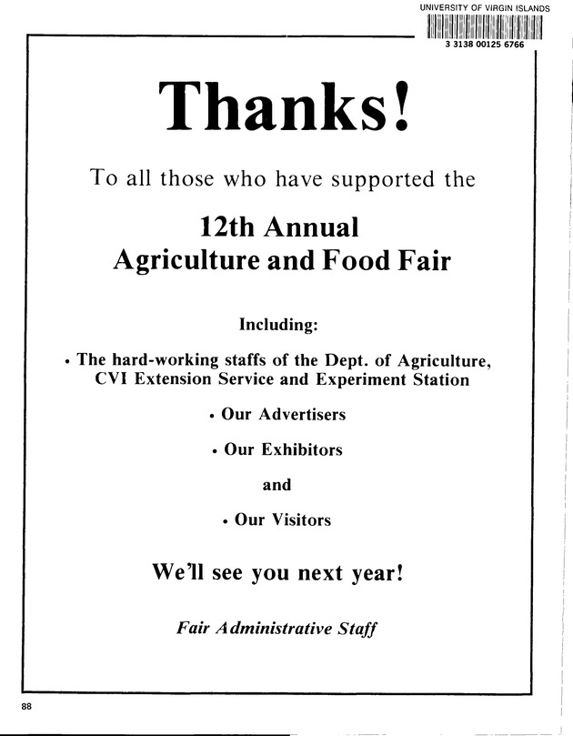 12th Annual Agriculture and food fair of the Virgin Islands 1982. - Page 89