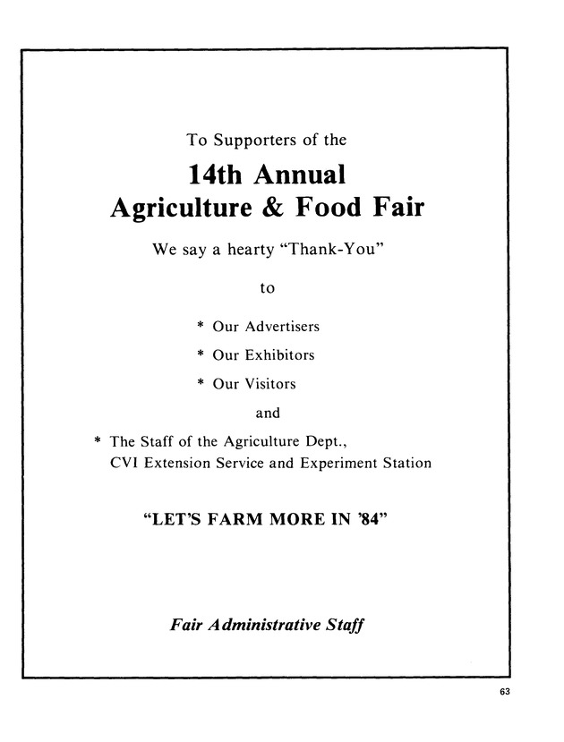 14th Annual Agriculture and food fair of theVirgin Islands 1984. - Page 64