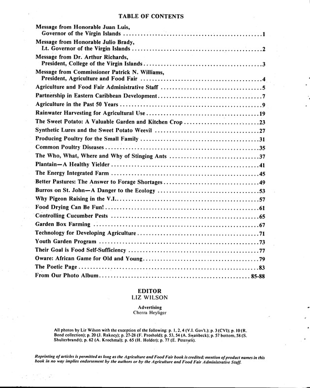 15th Annual Agriculture and food fair of the Virgin Islands 1985. - Page 1