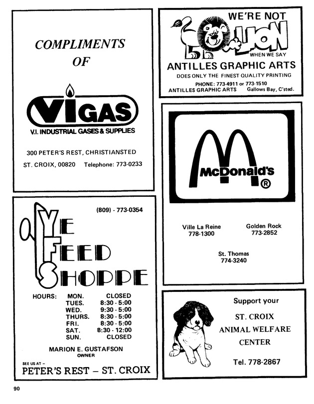 15th Annual Agriculture and food fair of the Virgin Islands 1985. - Page 91