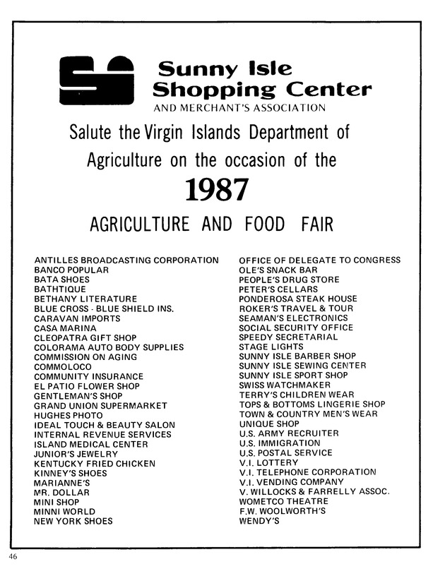 Virgin Islands  Agriculture and food fair 1987. - Page 47