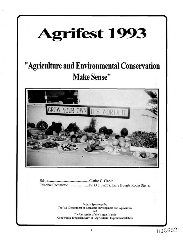 Agrifest : agriculture and food fair of St. Croix, Virgin Islands. 1993 - Page 1