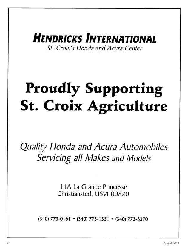 Agrifest : agriculture and food fair of St. Croix, Virgin Islands. 2003. - Page 6