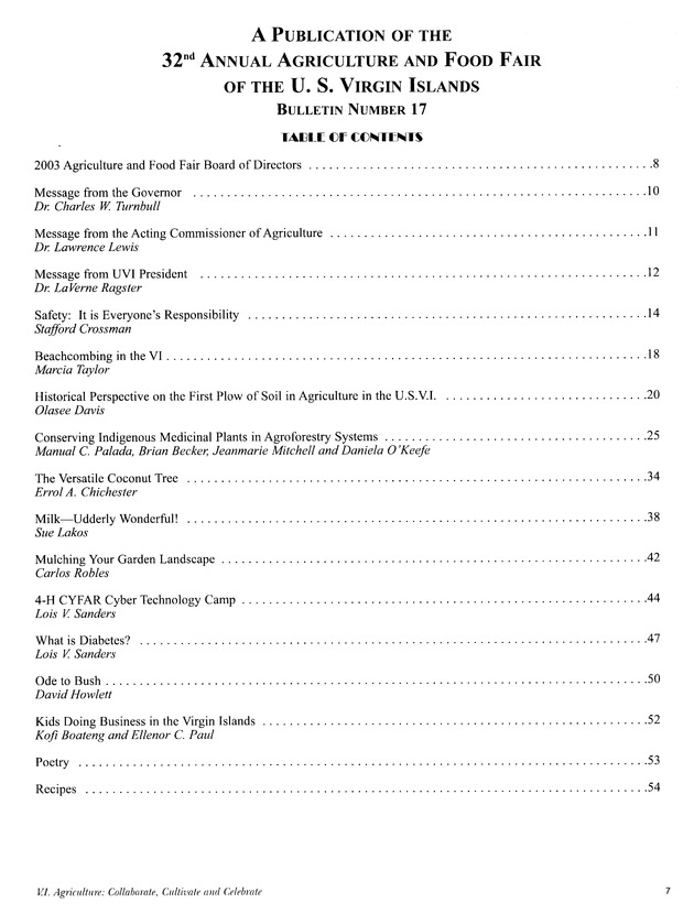 Agrifest : agriculture and food fair of St. Croix, Virgin Islands. 2003. - Page 7