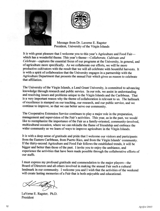 Agrifest : agriculture and food fair of St. Croix, Virgin Islands. 2003. - Page 12