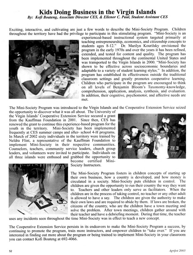 Agrifest : agriculture and food fair of St. Croix, Virgin Islands. 2003. - Page 52