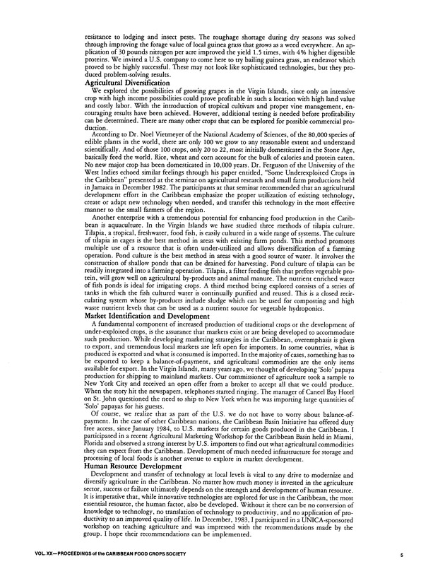 Proceedings of the 20th Annual meeting of the Caribbean Food Crops Society. St. Croix, U.S. Virgin Islands : October 21-26, 1984 - Page 5