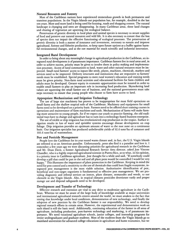 Proceedings of the 20th Annual meeting of the Caribbean Food Crops Society. St. Croix, U.S. Virgin Islands : October 21-26, 1984 - Page 6