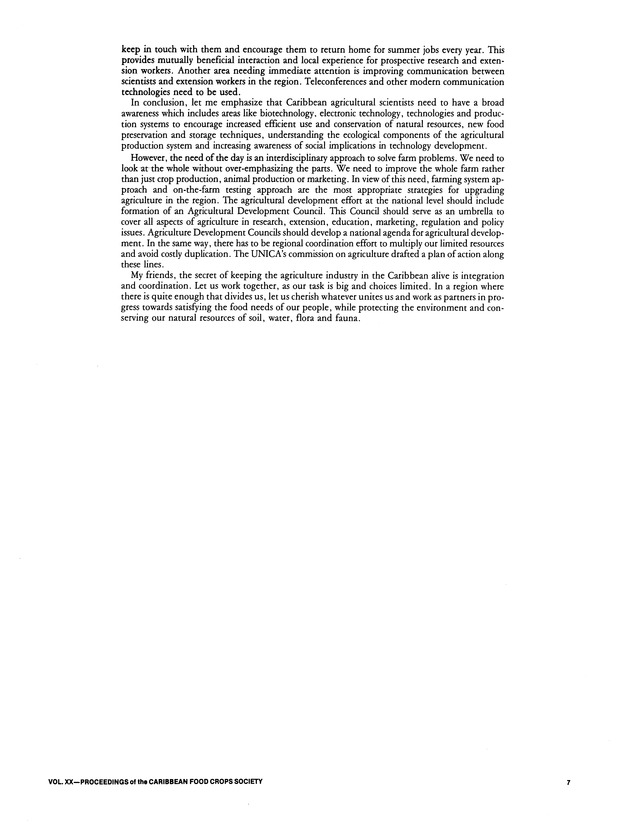 Proceedings of the 20th Annual meeting of the Caribbean Food Crops Society. St. Croix, U.S. Virgin Islands : October 21-26, 1984 - Page 7