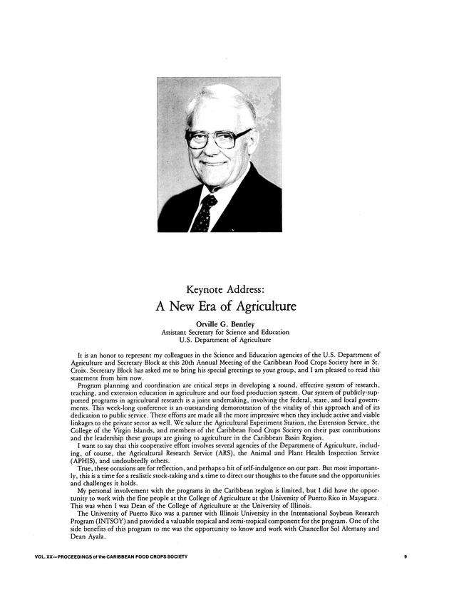 Proceedings of the 20th Annual meeting of the Caribbean Food Crops Society. St. Croix, U.S. Virgin Islands : October 21-26, 1984 - Page 9