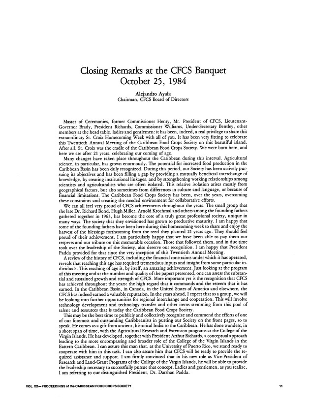 Proceedings of the 20th Annual meeting of the Caribbean Food Crops Society. St. Croix, U.S. Virgin Islands : October 21-26, 1984 - Page 11