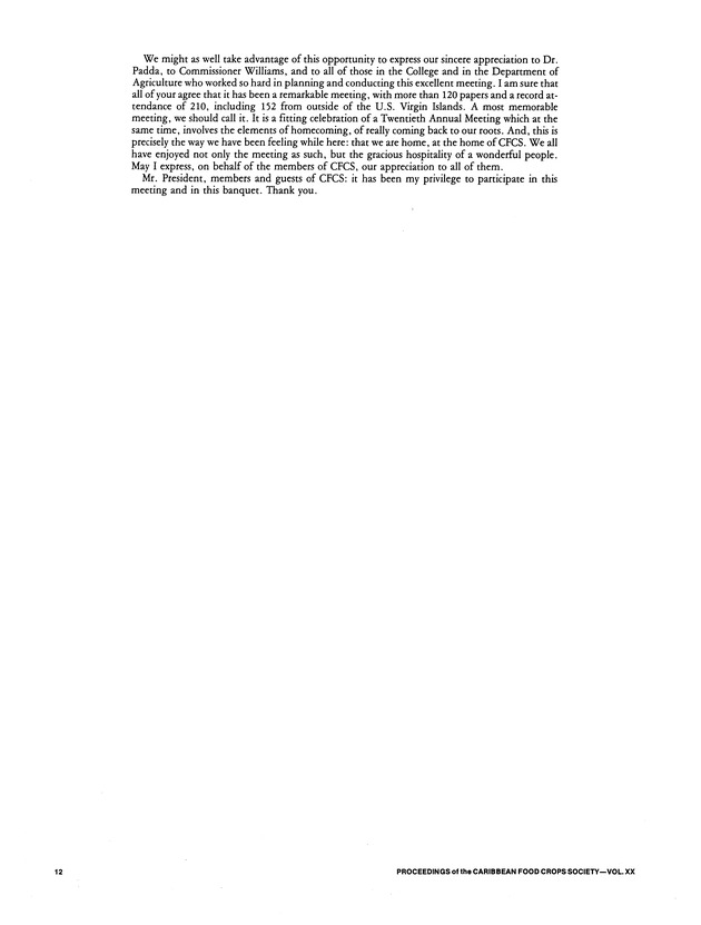 Proceedings of the 20th Annual meeting of the Caribbean Food Crops Society. St. Croix, U.S. Virgin Islands : October 21-26, 1984 - Page 12