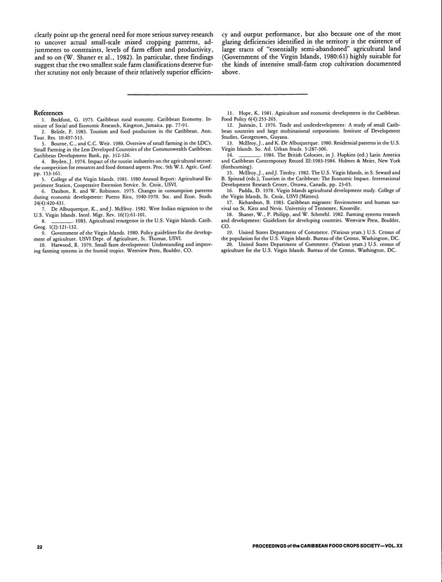 Proceedings of the 20th Annual meeting of the Caribbean Food Crops Society. St. Croix, U.S. Virgin Islands : October 21-26, 1984 - Page 22