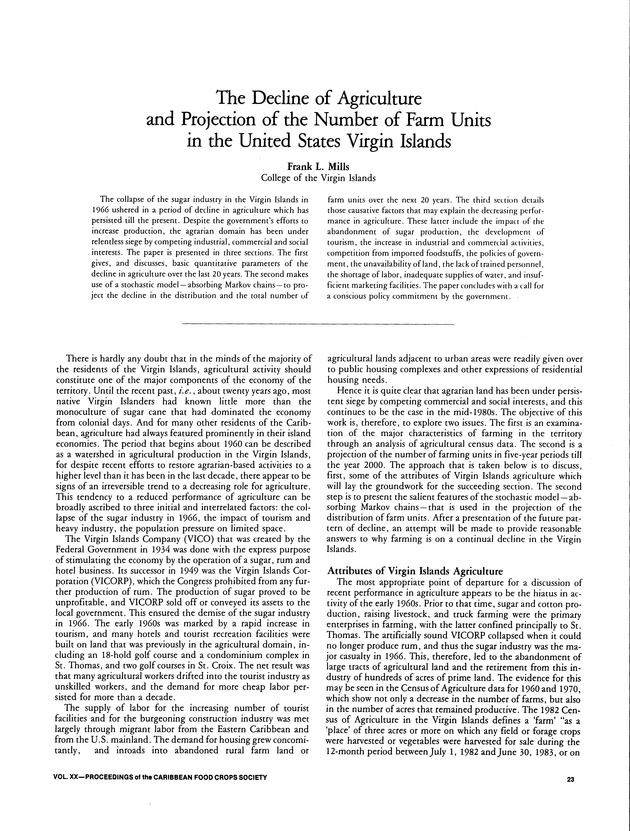 Proceedings of the 20th Annual meeting of the Caribbean Food Crops Society. St. Croix, U.S. Virgin Islands : October 21-26, 1984 - Page 23