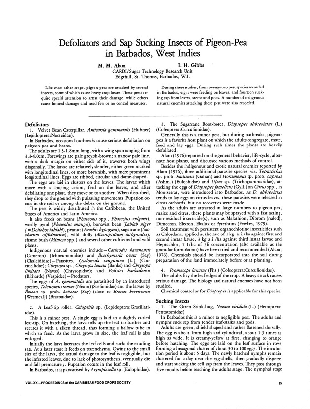 Proceedings of the 20th Annual meeting of the Caribbean Food Crops Society. St. Croix, U.S. Virgin Islands : October 21-26, 1984 - Page 35