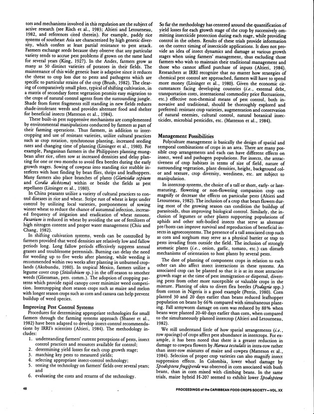 Proceedings of the 20th Annual meeting of the Caribbean Food Crops Society. St. Croix, U.S. Virgin Islands : October 21-26, 1984 - Page 48