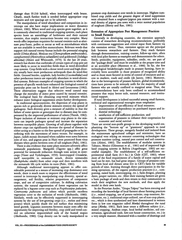 Proceedings of the 20th Annual meeting of the Caribbean Food Crops Society. St. Croix, U.S. Virgin Islands : October 21-26, 1984 - Page 49