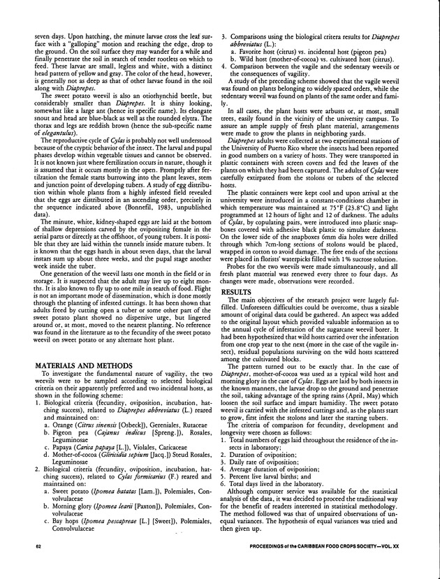 Proceedings of the 20th Annual meeting of the Caribbean Food Crops Society. St. Croix, U.S. Virgin Islands : October 21-26, 1984 - Page 62