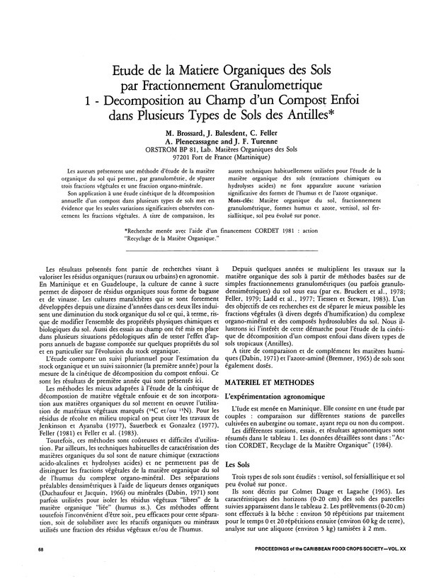 Proceedings of the 20th Annual meeting of the Caribbean Food Crops Society. St. Croix, U.S. Virgin Islands : October 21-26, 1984 - Page 68