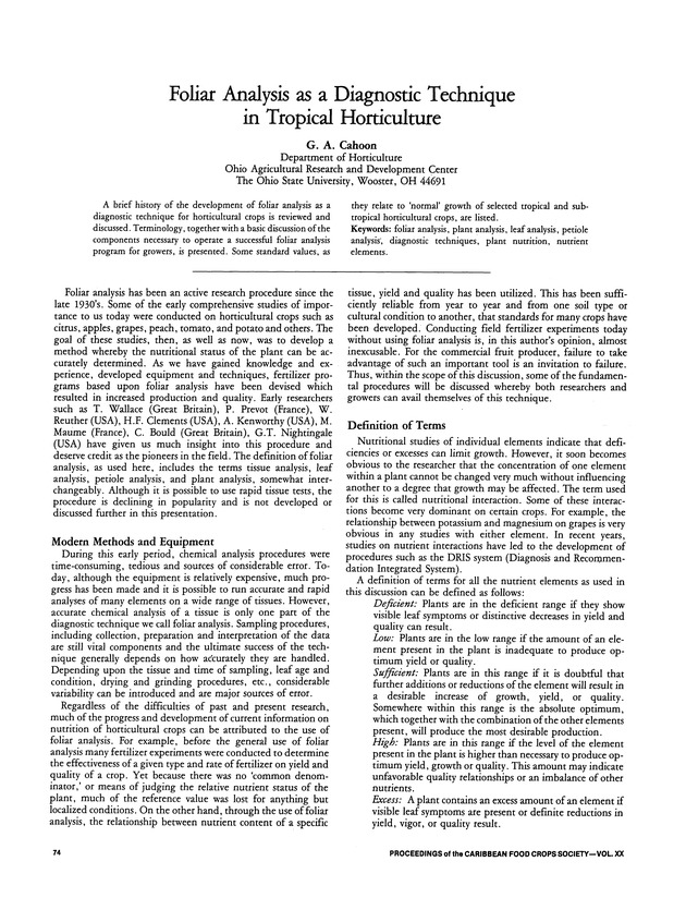 Proceedings of the 20th Annual meeting of the Caribbean Food Crops Society. St. Croix, U.S. Virgin Islands : October 21-26, 1984 - Page 74