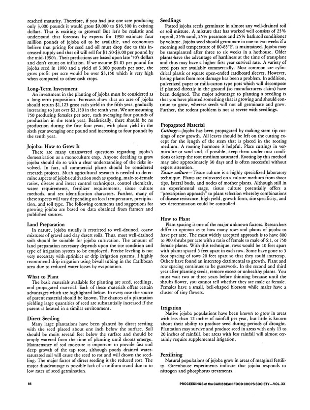 Proceedings of the 20th Annual meeting of the Caribbean Food Crops Society. St. Croix, U.S. Virgin Islands : October 21-26, 1984 - Page 86