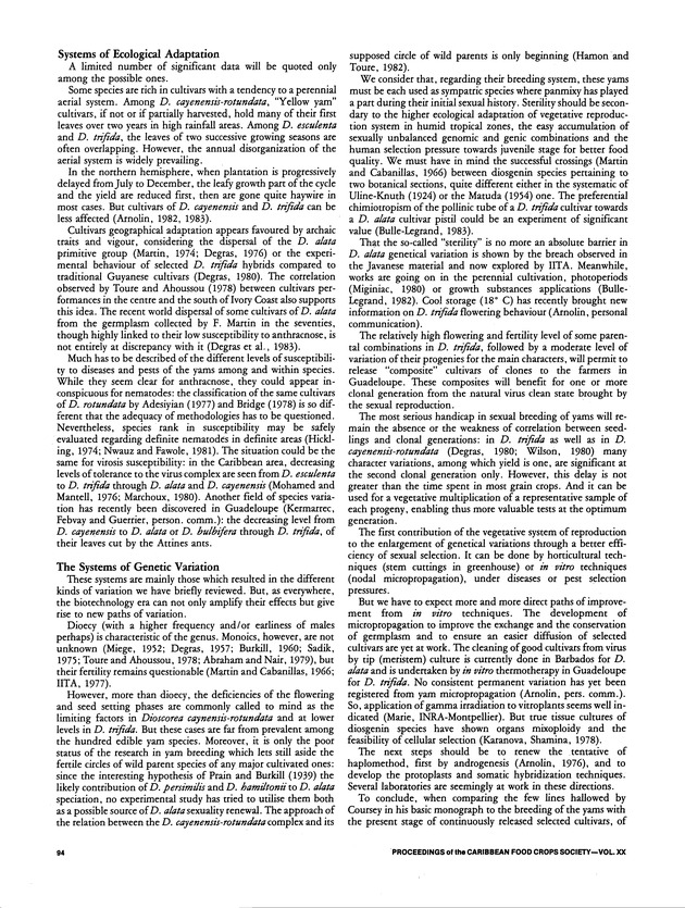 Proceedings of the 20th Annual meeting of the Caribbean Food Crops Society. St. Croix, U.S. Virgin Islands : October 21-26, 1984 - Page 94