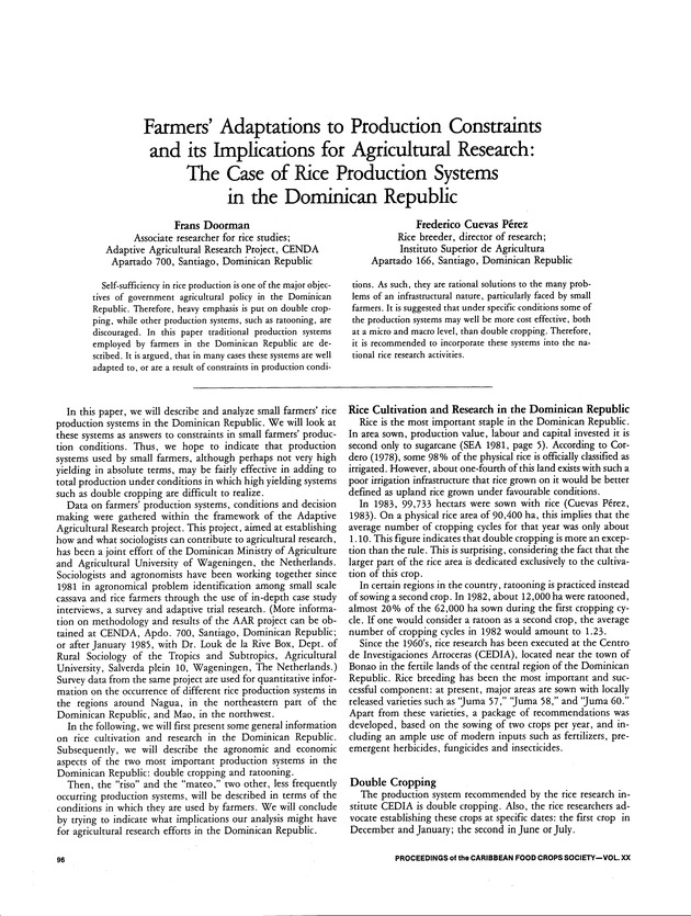 Proceedings of the 20th Annual meeting of the Caribbean Food Crops Society. St. Croix, U.S. Virgin Islands : October 21-26, 1984 - Page 96