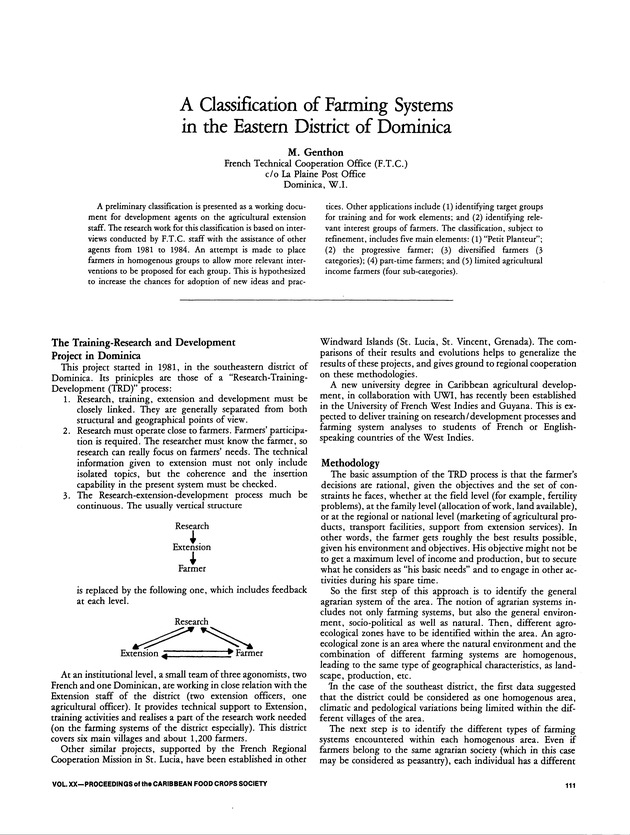 Proceedings of the 20th Annual meeting of the Caribbean Food Crops Society. St. Croix, U.S. Virgin Islands : October 21-26, 1984 - Page 111