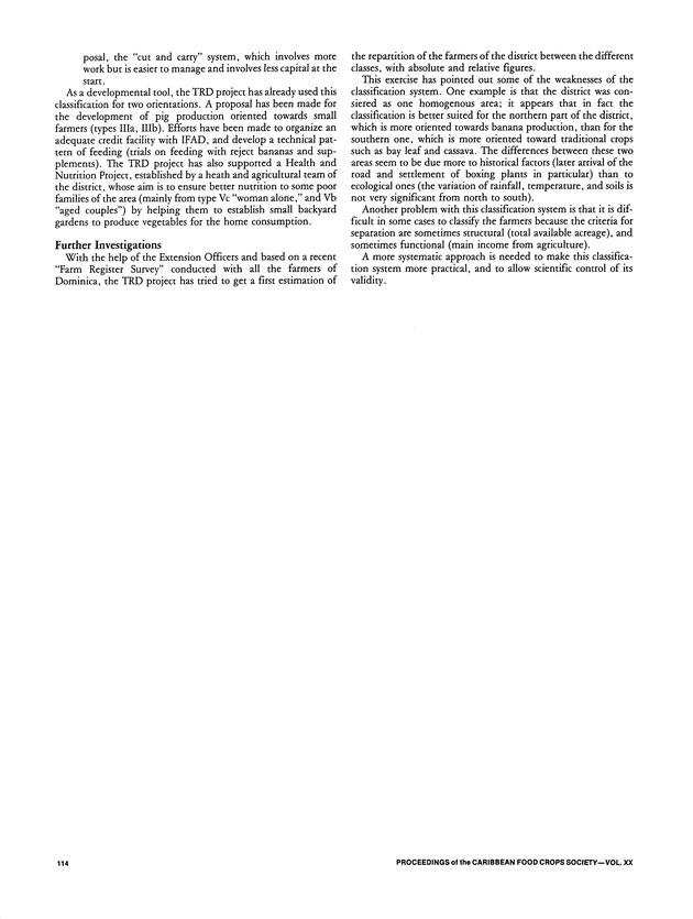 Proceedings of the 20th Annual meeting of the Caribbean Food Crops Society. St. Croix, U.S. Virgin Islands : October 21-26, 1984 - Page 114